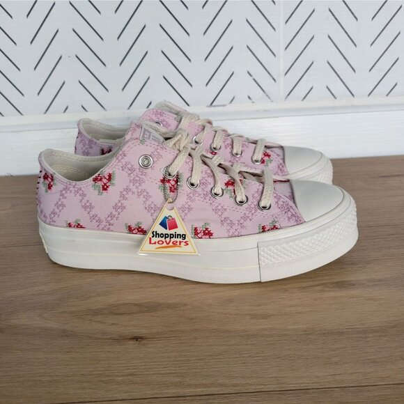 ❤️Chuck Taylor All Star Lift Platform Cross Stitch 7.5 Women Shoes Pink A13660C - Picture 8 of 13